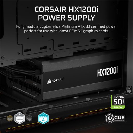 CORSAIR Tápegység Moduláris, HXi series 2025, HX1200i, 1200W, 14cm, ATX 3.1, PCIe 5.1, BOX, 80+ Platinum