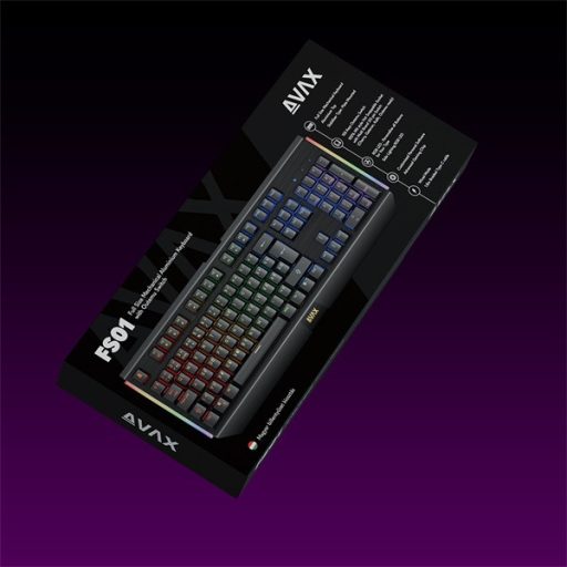 AVAX Vezetékes Billentyűzet FS01 USB, Fekete, Mechanikus, Brown Switch, HUN