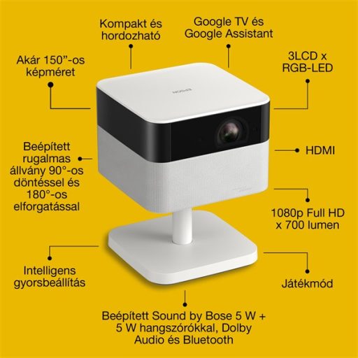 EPSON Projektor - Lifestudio Flex – EF-71 Gyémántfehér (3LCD, 1920x1080, 16:9, 700 AL, 5 000 000:1, HDMI/USB/WiFi)