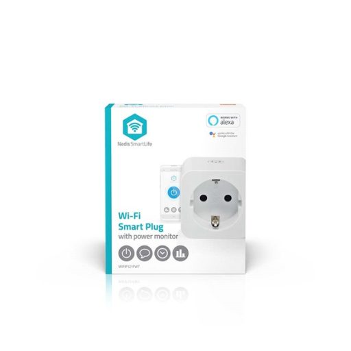 Nedis WIFIP121FWT okos konnektor, Wi-Fi, IP21, 16A, 3680W, fogyasztásmérő, Android™ / IOS