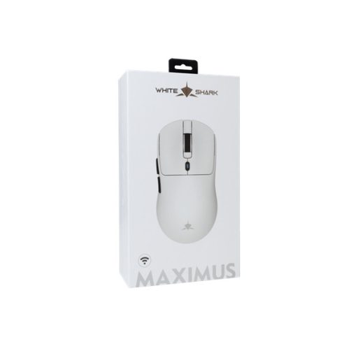 WHITE SHARK PRÉMIUM GM-9010W MAXIMUS-W vezeték nélküli gamer egér, 26.000 dpi, fehér