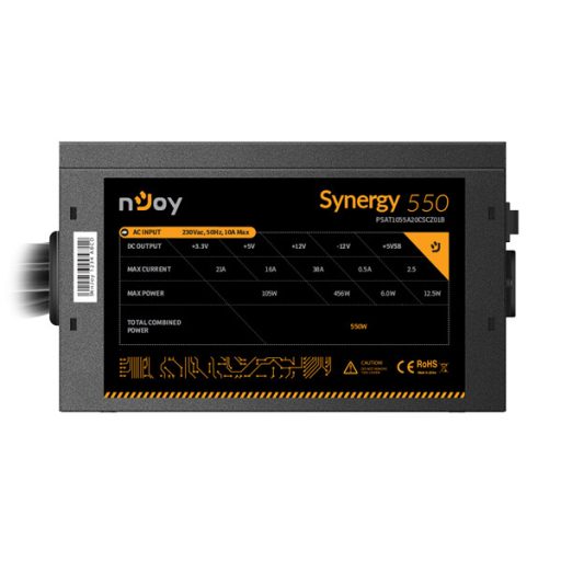 NJOY Tápegység Synergy 650W, 12cm, 20+4, Aktív PFC 80+ White