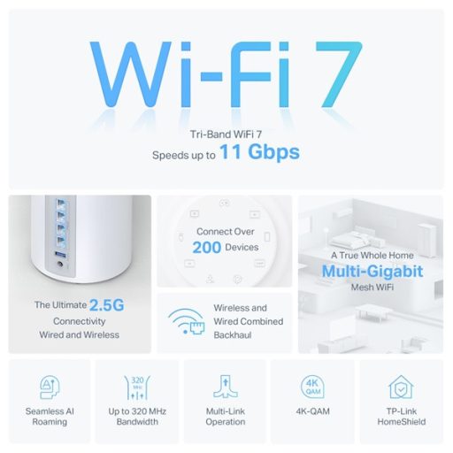 TP-LINK Wireless Mesh Networking system BE9300 Wi-Fi 7 DECO BE65(3-PACK)