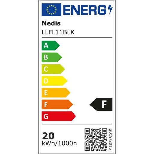 Nedis LLFL11BLK LED reflektor 20W, IP44, 4000 K, 1620 lm, 220 - 240 V AC 50/60 Hz, Energiaosztály: F