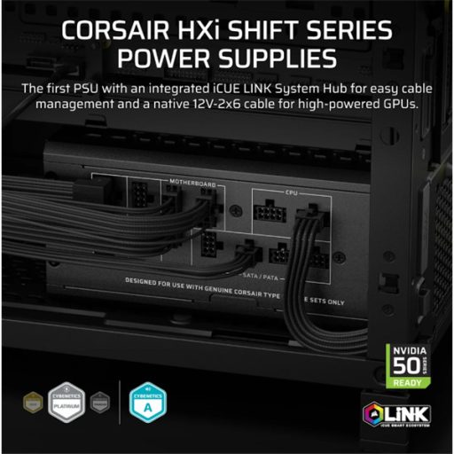 CORSAIR Tápegység Moduláris, iCUE LINK HXi SHIFT Series HX1500i SHIFT, 1500W, Cybenetics Platinum