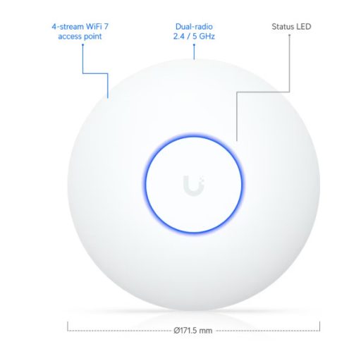 UBiQUiTi Wireless AccessPoint 1x2500Mbps, Wi-Fi 7, Falra rögzíthető - U7-LITE