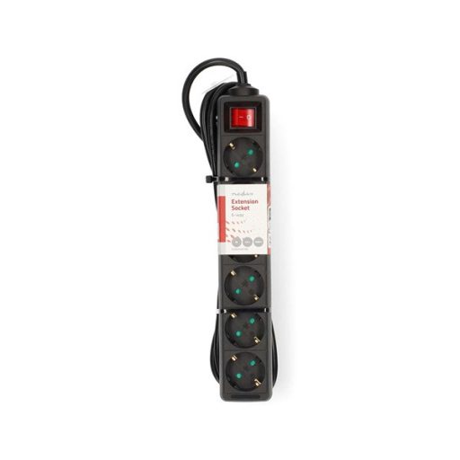 Nedis ESOC650F2BK 6 aljzatos kapcsolós (6-os) elosztó, 5 m, 3680 W, 16 A