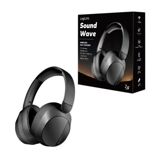 LOGILINK BT 6.0 Sound Wave Headset, ANC, 3.5 mm AUX, 15-hour battery life, Black