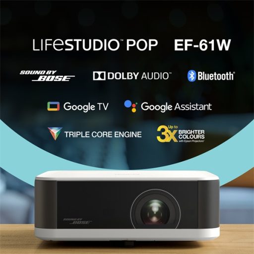 EPSON Projektor - Lifestudio Pop – EF-61W Gyémántfehér (3LCD, 1920x1080, 16:9, 700 AL, 5 000 000:1, HDMI/USB/WiFi)