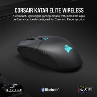   CORSAIR Vezetékes/Vezeték Nélküli Egér Gaming, KATAR ELITE, 6 programozható gomb, RGB Világítás, 26000dpi, fekete