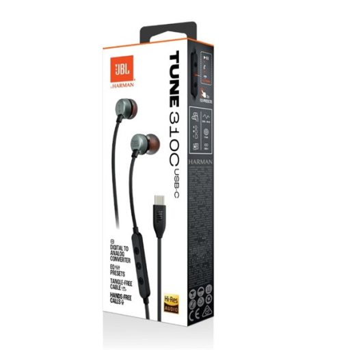 JBL Tune 310 (USB-C Vezetékes fülhallgató), Fekete