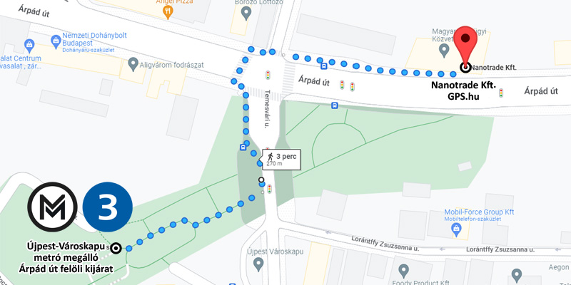 Nanotrade megközelítése Újpest-Városkapu metrótól
